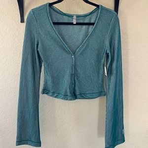 Free People Movement green striped soft top